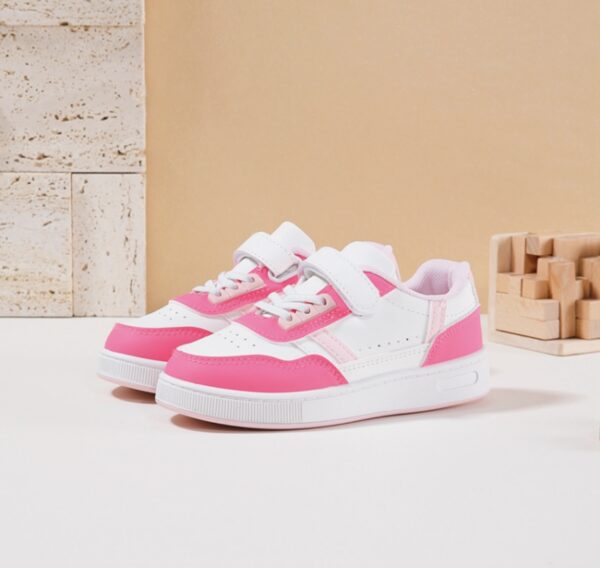 Itty Bitty White With Fushsia Detail Trainers - Image 4