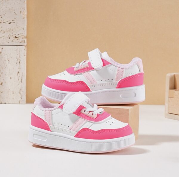 Itty Bitty White With Fushsia Detail Trainers - Image 3
