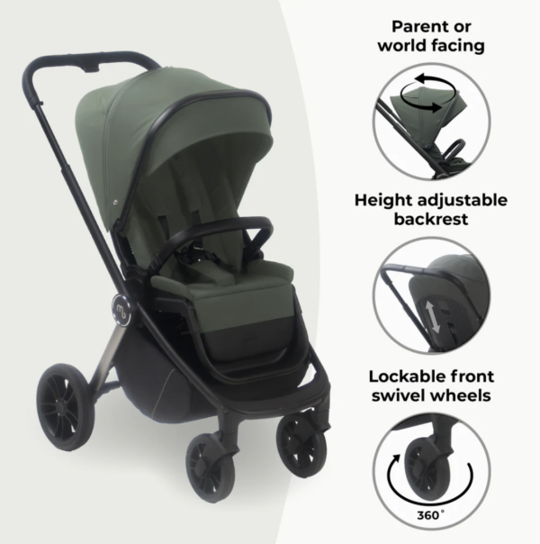 MB450i 3-in-1 Travel System with i-Size Car Seat - Forest Green - Image 7