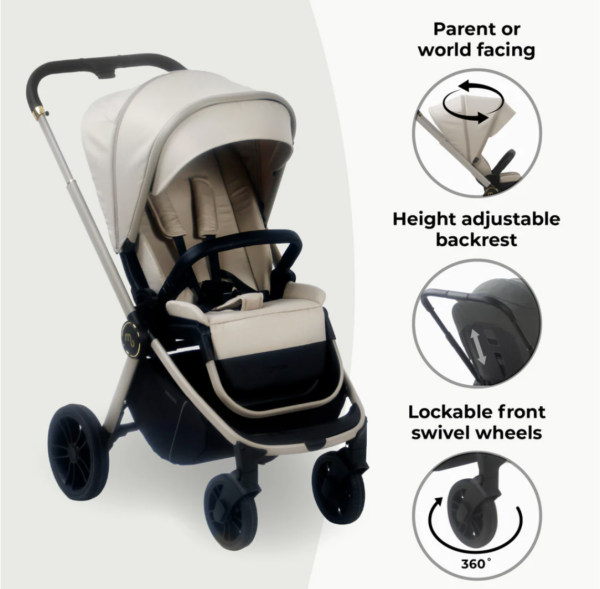 MB450i 3-in-1 Travel System with i-Size Car Seat - Ivory - Image 7