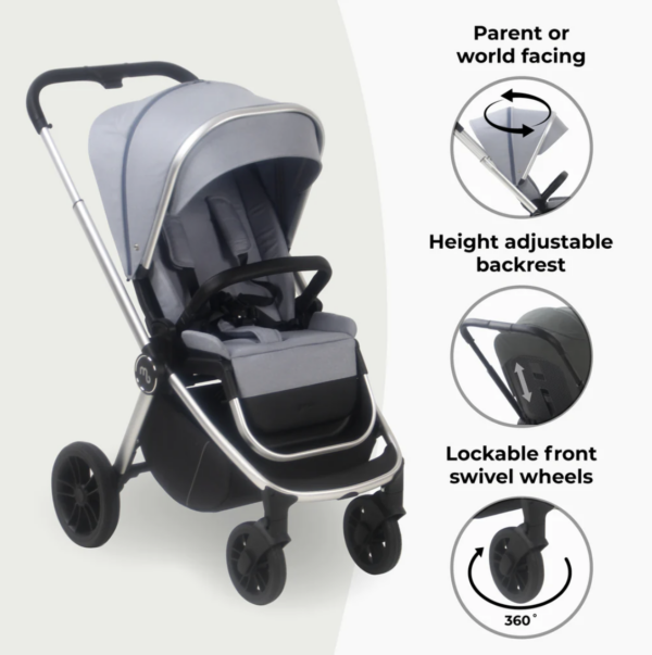 MB450i 3-in-1 Travel System with i-Size Car Seat - Steel Blue - Image 2