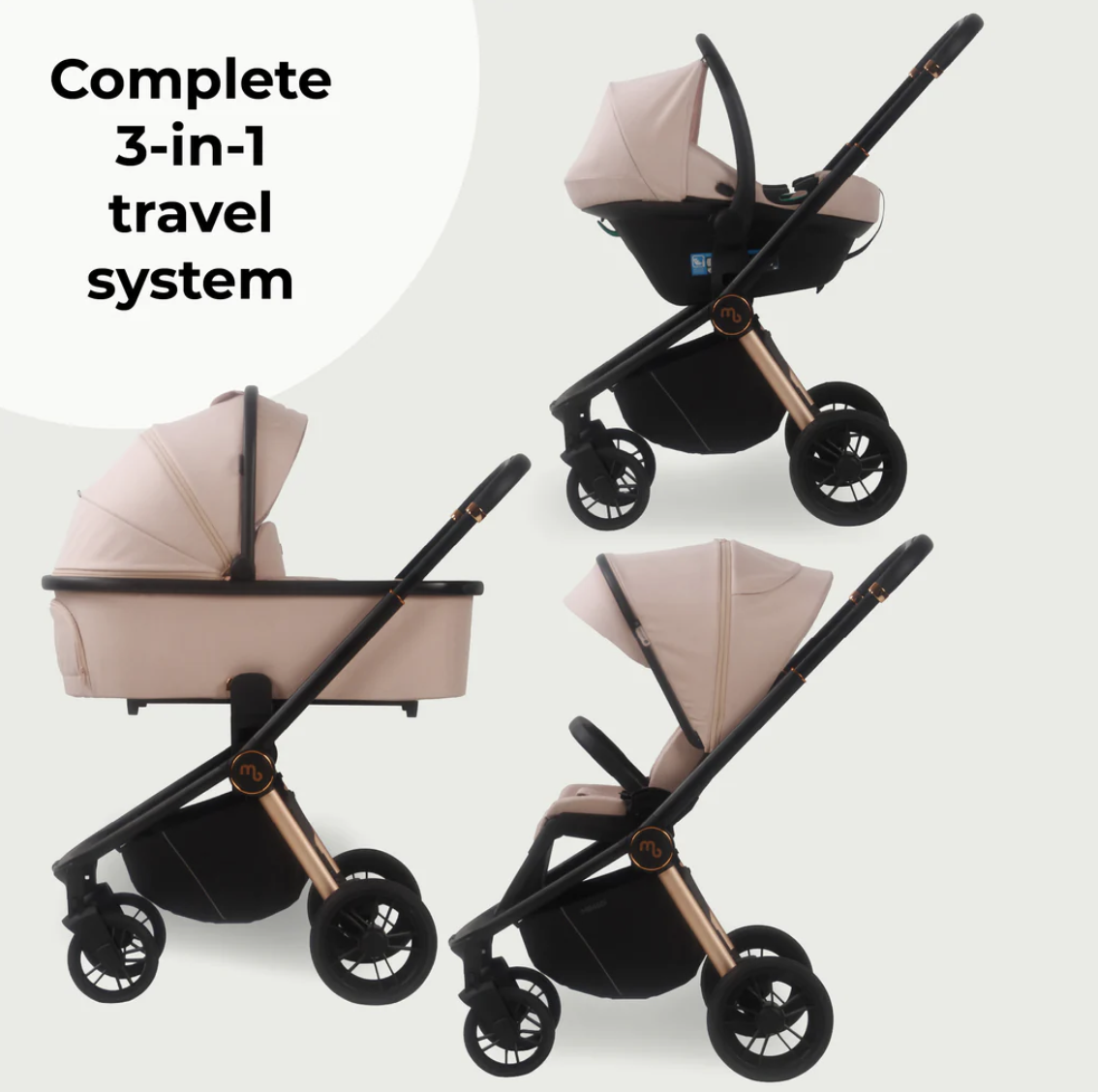 MB450i 3 in 1 Travel System with i Size Car Seat Pastel Pink Itty Bitty