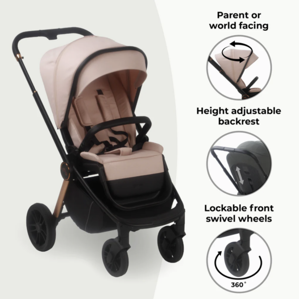 MB450i 3-in-1 Travel System with i-Size Car Seat - Pastel Pink - Image 7