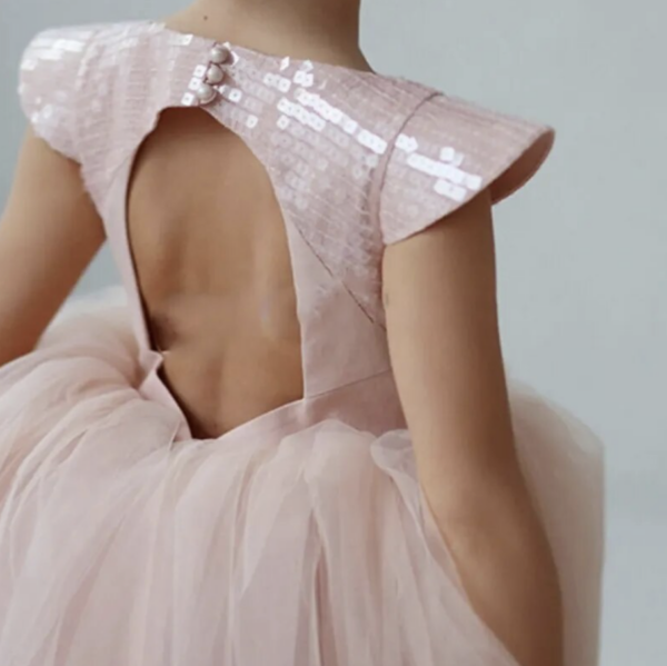 Itty Bitty Pink Sequin Open Back Tutu Dress - Image 4