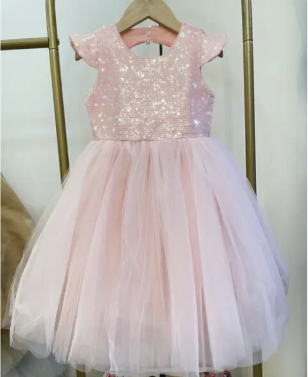 Itty Bitty Pink Sequin Open Back Tutu Dress - Image 3