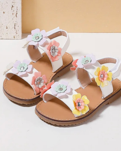 Itty Bitty Multi Coloured 3D Flower Sandals
