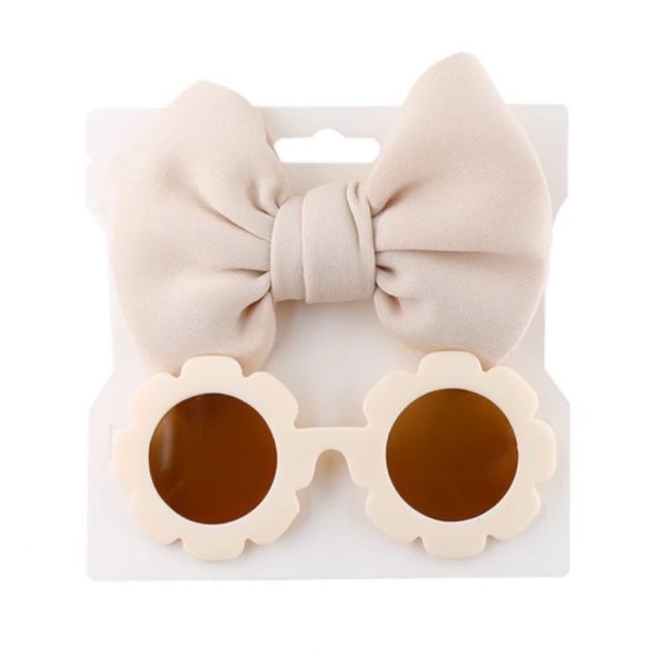 Itty Bitty Cream Flower Sunglasses & Bow Set