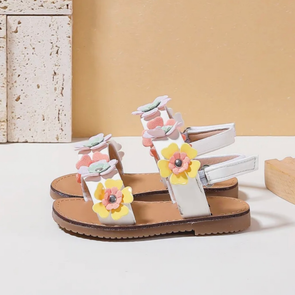 Itty Bitty Multi Coloured 3D Flower Sandals - Image 3