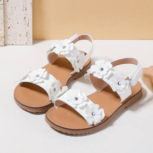 Itty Bitty White 3D Flower Sandals