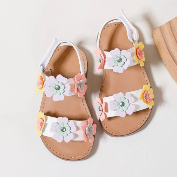 Itty Bitty Multi Coloured 3D Flower Sandals - Image 4