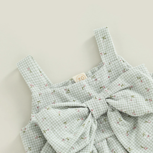 Itty Bitty Green Ditsy Floral Bow Detail Set - Image 3