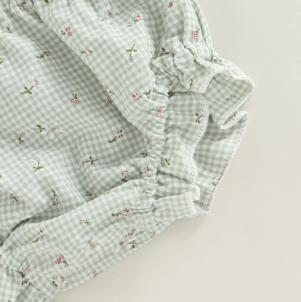 Itty Bitty Green Ditsy Floral Bow Detail Set - Image 4