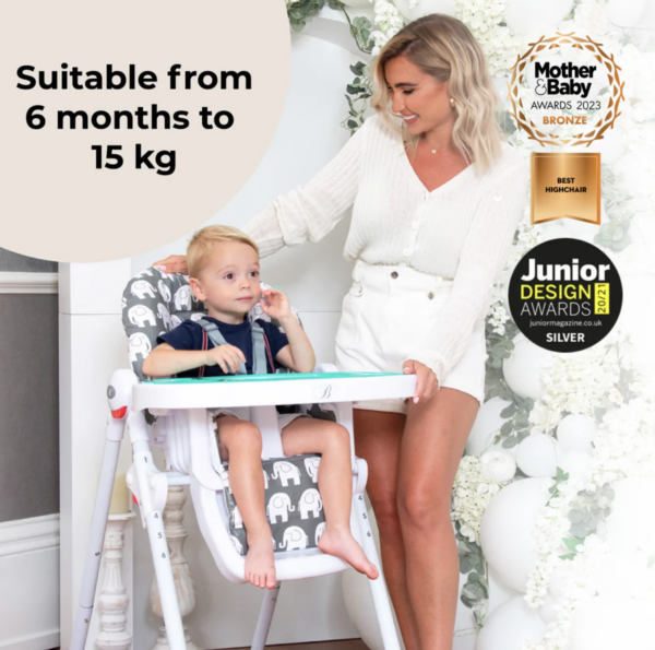MBHC8 Premium Highchair - Billie Faiers Elephants - Image 3