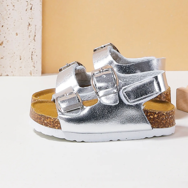 Itty Bitty Silver Double Buckle Sandals - Image 3