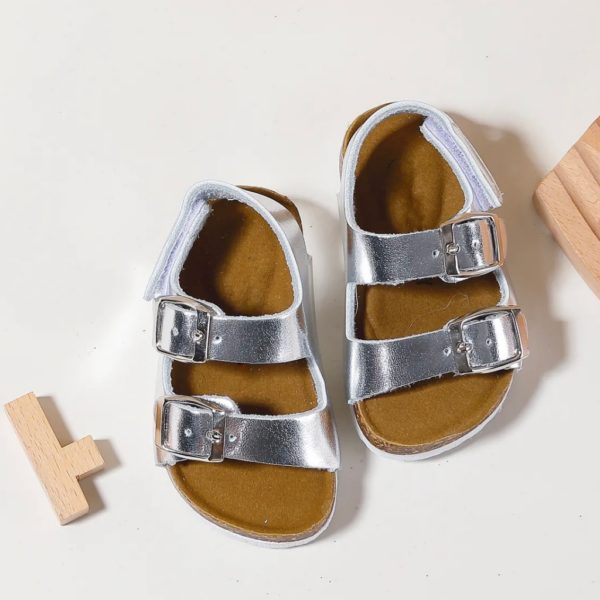 Itty Bitty Silver Double Buckle Sandals - Image 4