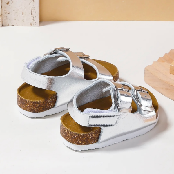 Itty Bitty Silver Double Buckle Sandals - Image 5