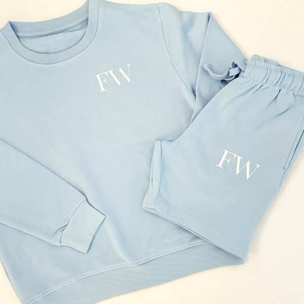 Itty Bitty Personalised oversized Sweatshirt & Short Set in Sky Blue