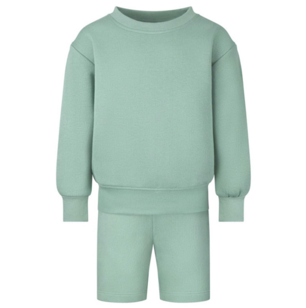 Itty Bitty Personalised oversized Sweatshirt & Short Set in Mineral Green - Image 2