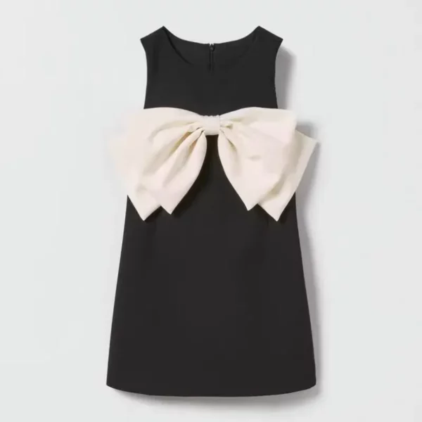 Itty Bitty Black & White Statement Bow Dress - Image 6
