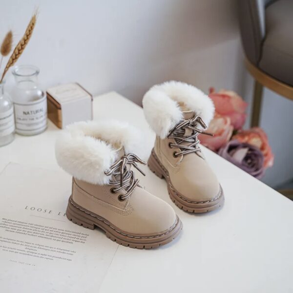 Itty Bitty Faux Fur Trim Beige Timmy Boots