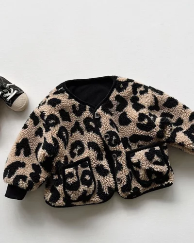 Itty Bitty Leopard Teddy Bomber Jacket