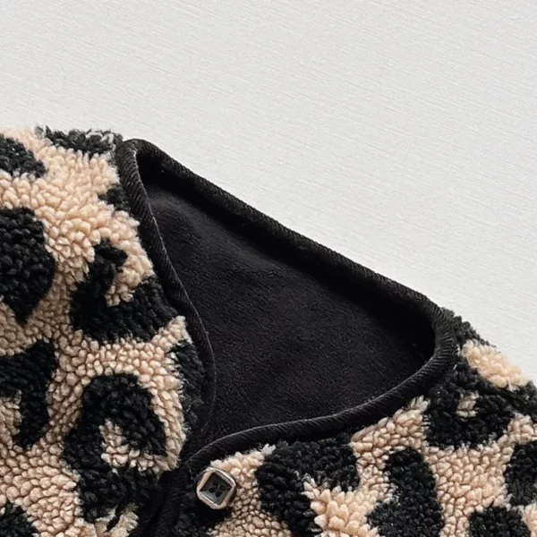 Itty Bitty Leopard Teddy Bomber Jacket - Image 3