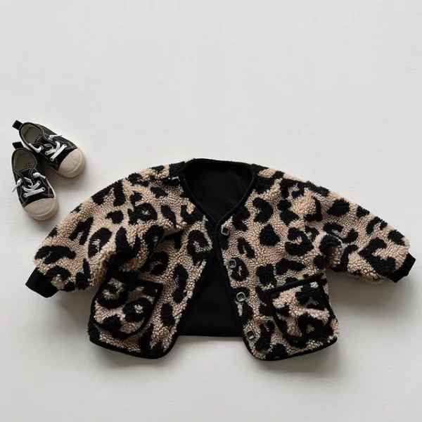 Itty Bitty Leopard Teddy Bomber Jacket - Image 5