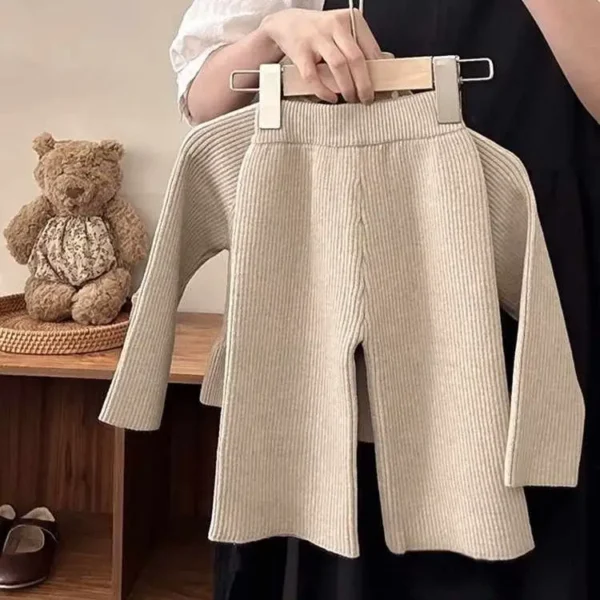Itty Bitty Beige Knitted Bow Embellished Loungewear Set - Image 4
