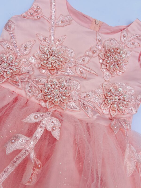 Itty Bitty Isla  Pink Sparkle and Pearl Tulle dress - Image 5
