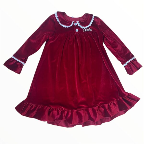 Itty Bitty Red Personalised Velvet Christmas Eve Night Dress