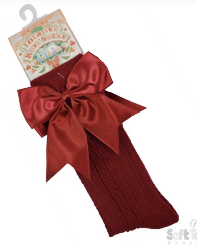 Itty Bitty Wine Knee High Bow Socks 0-24M