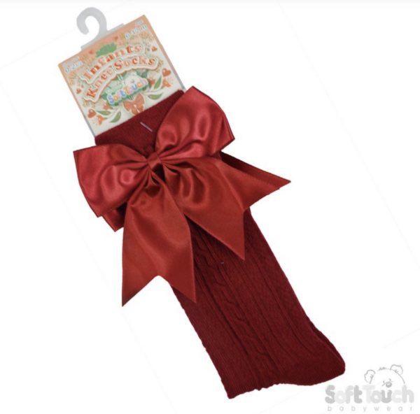 Itty Bitty Wine Knee High Bow Socks 0-24M
