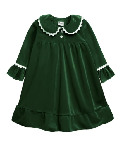 Itty Bitty Green Personalised Velvet Christmas Eve Night Dress