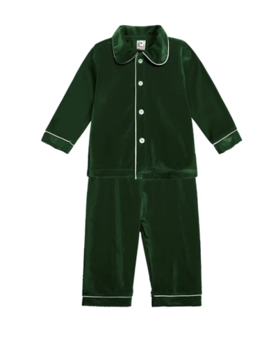Itty Bitty Green Velvet Christmas Eve PJ'S