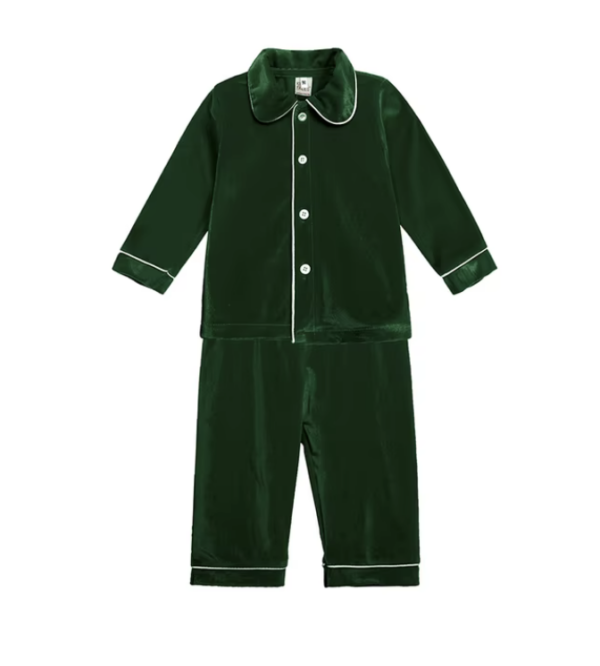 Itty Bitty Green Velvet Christmas Eve PJ'S