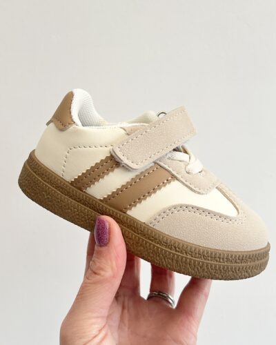 Itty Bitty Beige Samba Kids Stripe trainers