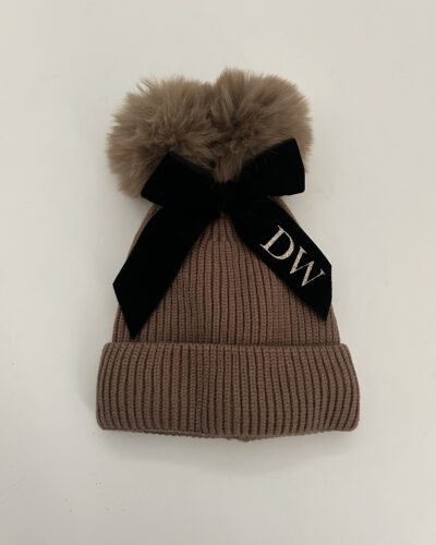 Itty Bitty Brown Personalised Bow Hat