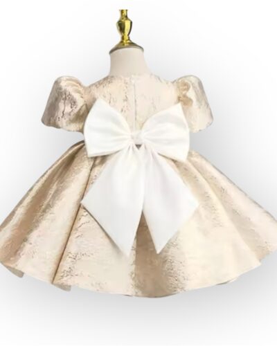 Itty Bitty Princess Gold Puff Sleeve Dress