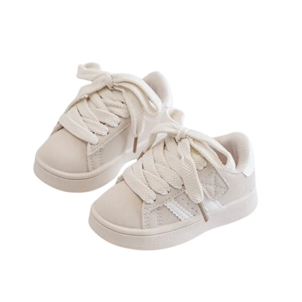 Itty Bitty Beige Campus Stripe Trainers - Image 6