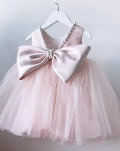 Itty Bitty Pink Pearl Embellished Bow Dress