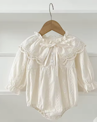 Itty Bitty Cream Lace Sophia Romper