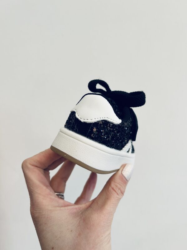 Itty Bitty Black Glitter Stripe Trainers - Image 2