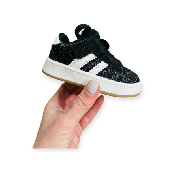 Itty Bitty Black Glitter Stripe Trainers
