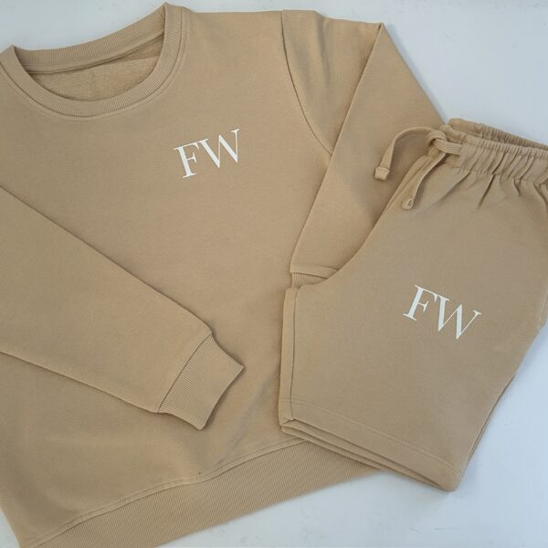Itty Bitty Personalised oversized Sweatshirt & Short Set in Beige