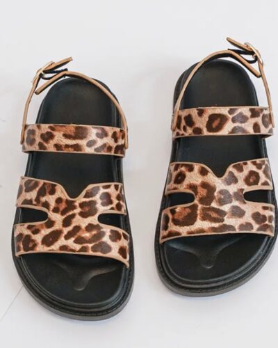 Itty Bitty Leopard Gladiator Buckle Strap Sandals