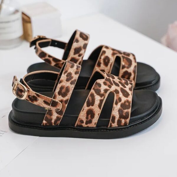 Itty Bitty Leopard Gladiator Buckle Strap Sandals - Image 3