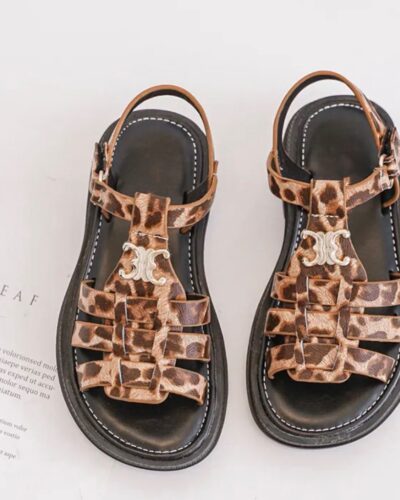 Itty Bitty Leopard Celina Chunky Sole Sandals