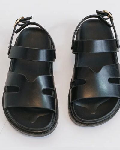 Itty Bitty Black Gladiator Buckle Strap Sandals