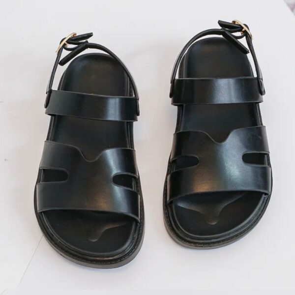 Itty Bitty Black Gladiator Buckle Strap Sandals