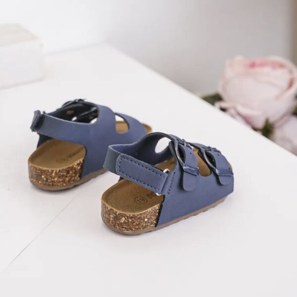 Itty Bitty Navy Double Buckle Sandals - Image 4
